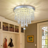 Depuley 3 Lights Modern Elegant Crystal Chandelier Lighting, K9 Ceiling Chandeliers Lights, φ250mm, Beaded Light Shade with Clear Acrylic Jewel Droplets,Flush Mount LED Ceiling Light for Dining Room Bedroom Livingroom - WSCCL01-250 1 | Depuley